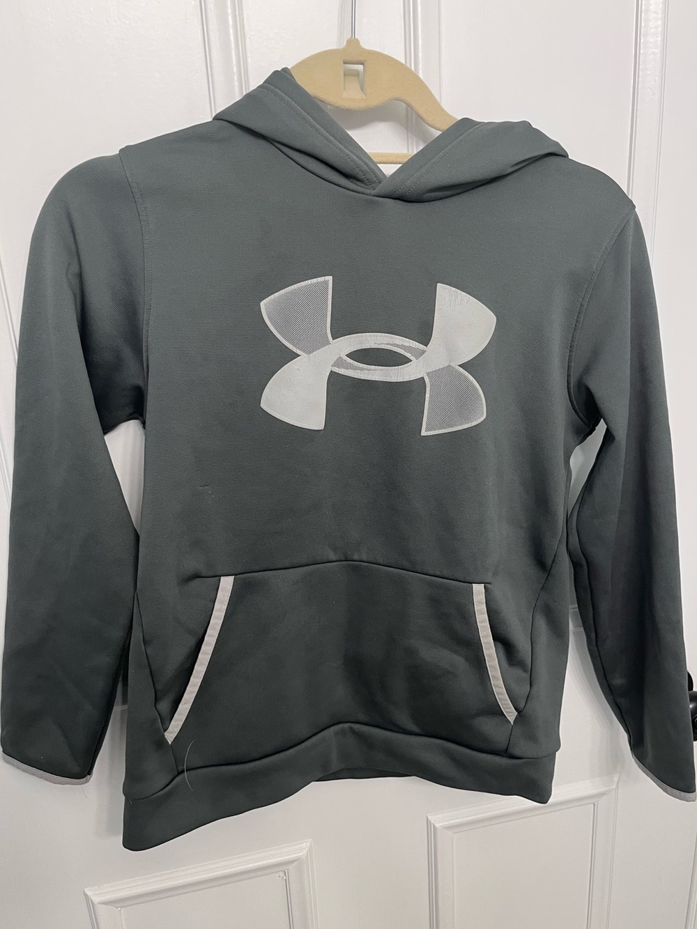 Under Armour Kids Dark Gray Hoodie with White Logo